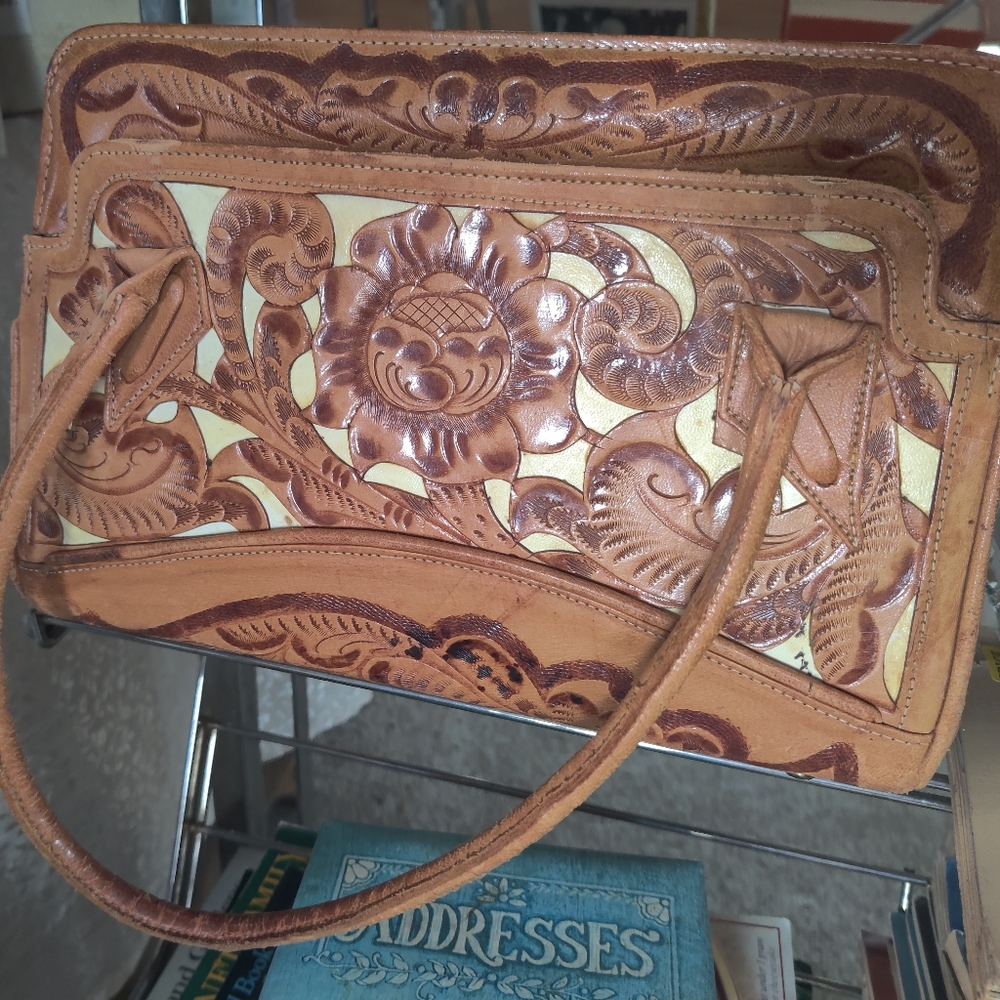 Vintage Leather Tooled Purse
